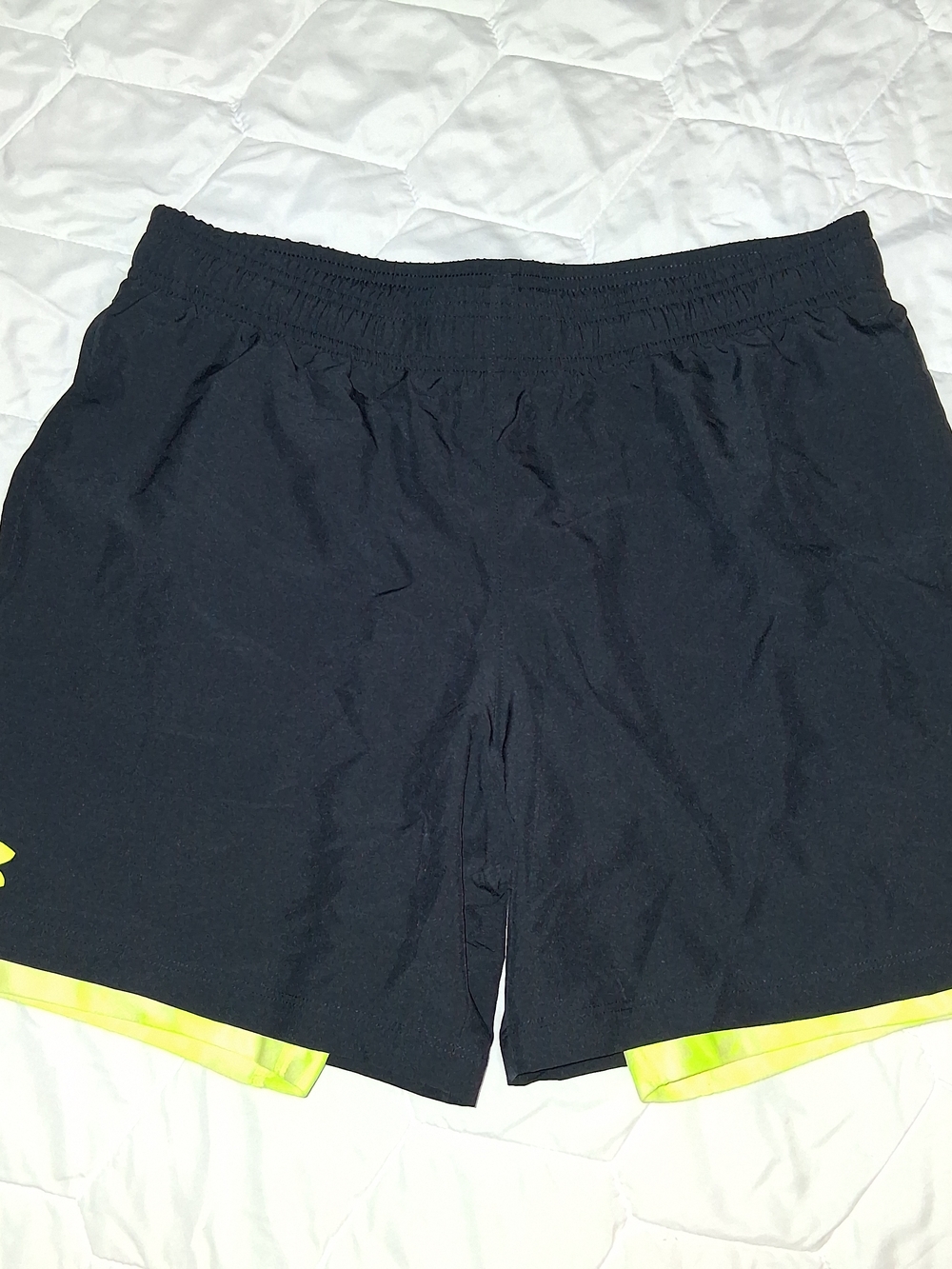 BNWT YouthXL Black Athletic Shorts with Neon Under Shorts